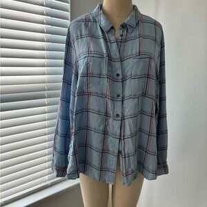 Anthropologie Pilcro & The Letterpress Sky Blue Plaid Button Down